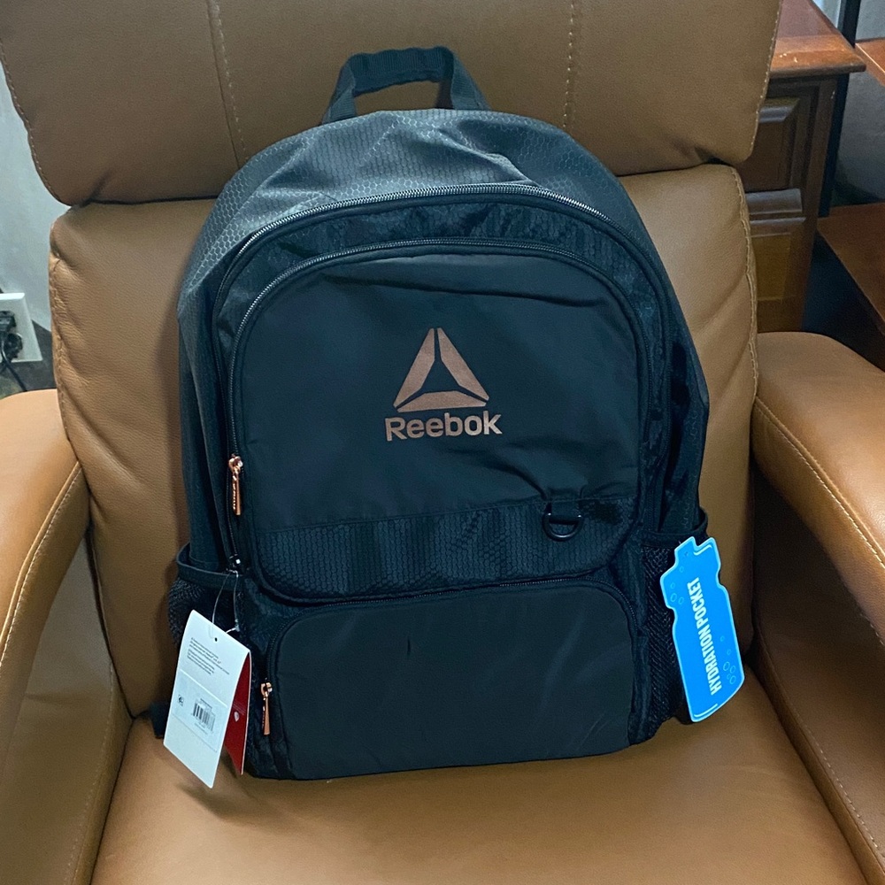 Reebok Black and Bronze Men's /Kids Backpack NWT lots of storage